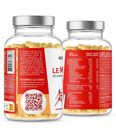 Nutri&Co Multivitamins and Minerals 25 Nutrients - Zinc Vitamins A B C D3 E K2 Bio-active & Minerals High Absorption - 90 Vegan Capsules - Packaged in France - Buy Online on GoSupps.com