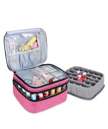 Luxja Nail Polish Carrying Case - Holds 30 Bottles (15ml - 0.5 fl.oz), Double-layer Organizer for Nail Polish and Manicure Set, Pink (Bag Only) Hold 30 Bottles(15ml) Pink