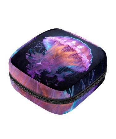 HomeDecorZone Jellyfish Period Bag Sanitary Napkin Storage Bag Portable Period Bags for Teen Girls Period Small Pouch Pad Bag for Feminine Products Multicoloured 01