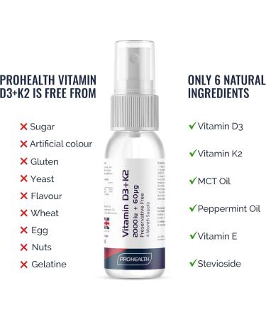 ProHealth Vitamin D3 2000 IU + K2 60 g Spray 4-Month Supply 2 000 IU D3 + K2 Spray - 4 Month Supply - Buy Online on GoSupps.com