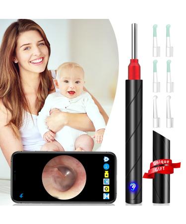 EarVoice Cleaner Wireless Otoscope WiFi Earwax Cleaning Tool Kit Visual Ear Endoscope for iOS Android Phones Tablets Black