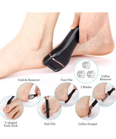 Electric Callus Remover for Feet - Rechargeable Foot Scrubber Pedicure Kit with 2 Speeds and 3 Roller Heads for Cracked Heels and Dead Skin - Buy Online on GoSupps.com