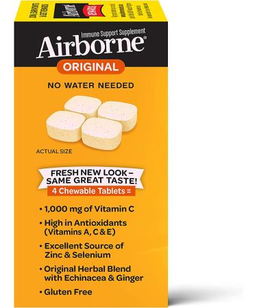 AirBorne Vitamin C Citrus Chewable Tablets - 64 Count | Boost Immunity & Fresh Flavor - Buy Online on GoSupps.com