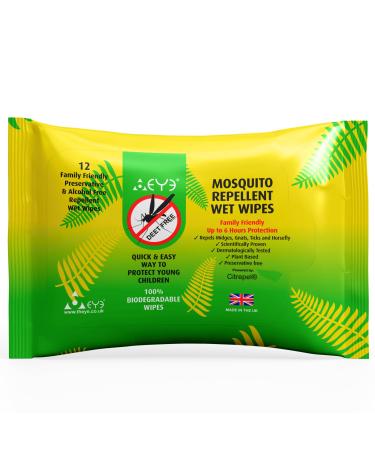 THEYE Mosquito Repellent Wipes - 100% Natural & Plant Based Free of Deet Alcohol & Harmful Chemicals - Up to 6 Hours Insect Repellent Protection - For Sensitive Skin