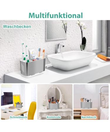 Brushed Nickel Electric Toothbrush Holder - Large Bathroom Organizer Set with Adjustable Partitions - Perfect for Family Drainage Solution - Buy Online on GoSupps.com