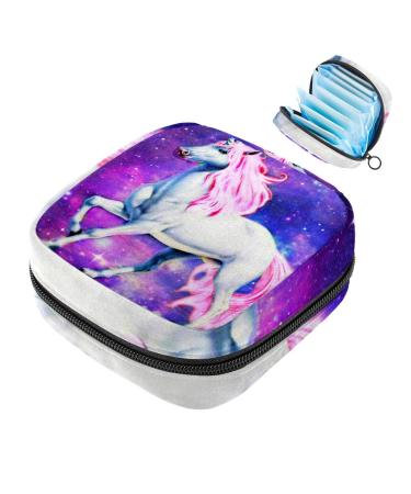 Javenproeqt 1 piece of women's bandages storage bag large ladies binding organizer reusable first period pocket for girls women women - 17 x 17 x 12 cm/glitter unicorn galaxy purple multicolored