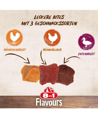 8in1 Flavours Skewer Bites - High-Protein Dog Treats with Chicken Duck & Liver | 100g Bag - International Shipping Available - Buy Online on GoSupps.com