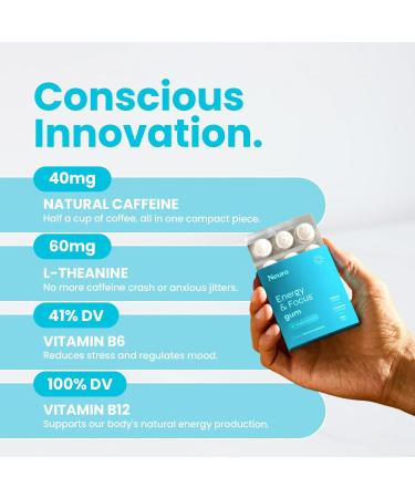 Neuro Energy & Focus Gum - 40mg Natural Caffeine Gum & Nootropic Energy Supplement with L-Theanine & B Vitamins - Sugar Free Vegan - Wintergreen 54ct - Buy Online on GoSupps.com