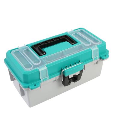 Sheffield 12671 13" Tackle Box, Teal & Gray Fishing Tackle Box, Fishing Box or Art Box to Store Craft Supplies, Plastic Tool Box With Handle