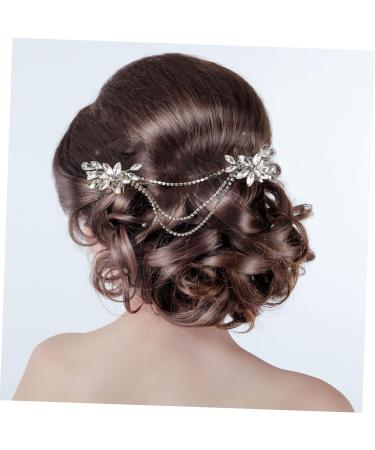 WOFASHPURET 1Pc double hair comb Wedding Crystal Hair Comb Bridal Hair Combs wedding jewelry for bridesmaids crystal hair chain hair pin jewelry French rhinestones flowers Miss white - Buy Online on GoSupps.com