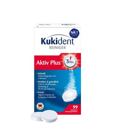 Kukident active plus cleaning tablets - tabs for cleaning dentures denture & denture - 1 x 99 tablets |99 pieces (1 Pack)