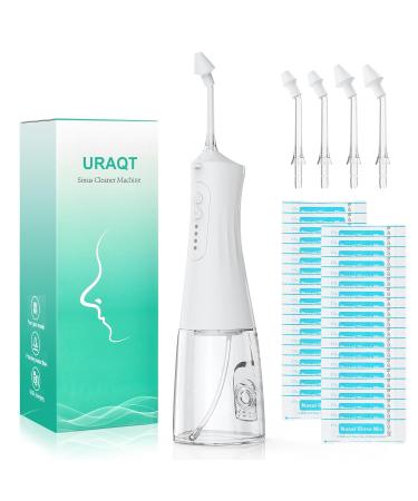 Uraqt Electric Nasal Douche - Electric Neti Pot for Adults & Children | 4 Replacement Heads & 40 Nose Rinsing Salts | Sinus Relief & Allergy Control - Buy Online on GoSupps.com