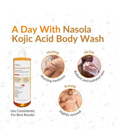 Nasola Kojic Acid Body Wash Turmeric & Vitamin C Brightening Cleanser Moisturizing Exfoliating Shower Gel for Women & Men 11.8 fl oz - Buy Online on GoSupps.com