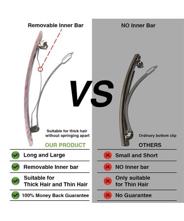 HYFEEL Long French Hair Barrettes - 4 Inch Large Clips for Women Thick Hair - Resin Nonslip Grip Clamp Pins - Stylish Hair Accessories - Blue Green Pink 3 Pack - Buy Online on GoSupps.com