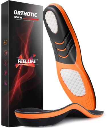 Plantar Fasciitis Relief Insoles - Arch Support Gel Inserts for Men & Women | Athletic Orthotic Shoe Insert (Trim to Fit) - Black & Orange - Buy Online on GoSupps.com