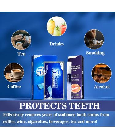 5D Teeth Whitening Strips Kit - Safe Effective Home Tooth Bleaching for Bright White Smiles - Buy Online on GoSupps.com