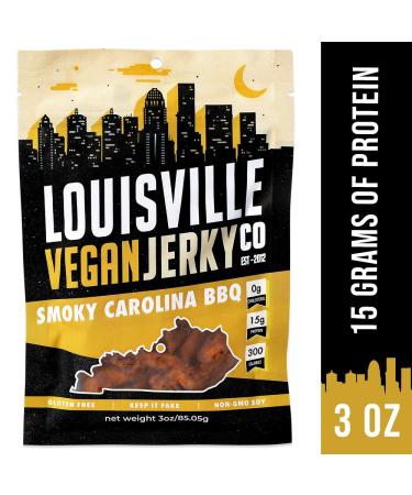 Louisville Vegan Jerky Co Smoky Carolina BBQ - 3 oz (Vegan Snack) - Buy Online on GoSupps.com