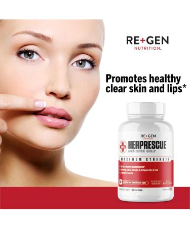 Re+Gen HERPRESCUE Cold Sore Support Supplement - Natural Capsules with Zinc Vitamin C & L-Lysine for Immune Health - 120 Capsules - International Shipping Available - Buy Online on GoSupps.com