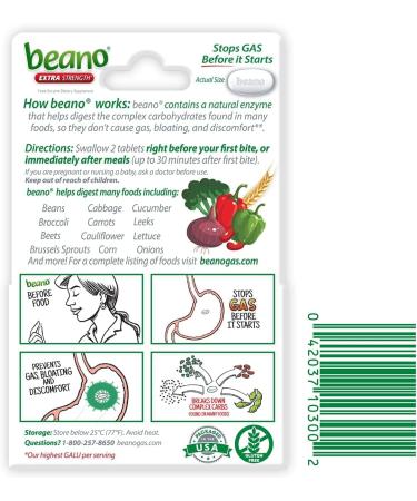 Beano Ultra 800 Tablets | Gas Prevention & Digestive Enzyme Supplement | 100 Count | Pack of 3 - Global Shipping Available - Buy Online on GoSupps.com