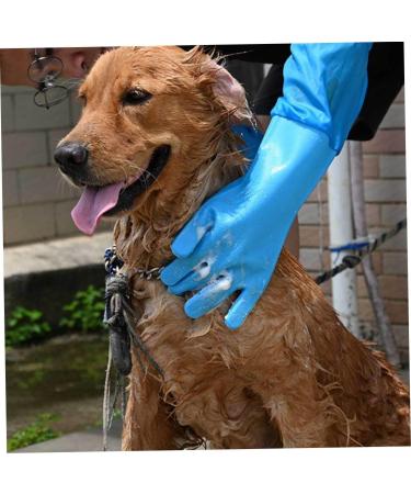 Rubber Dishwashing Gloves Extra Long Sleeves Cleaning Scrubber Gloves Waterproof Mittens 1Pair Blue. - Buy Online on GoSupps.com