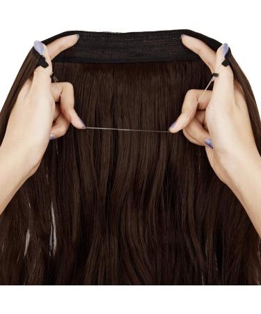 OMGREAT Halo Hair Extension: Invisible Wire One Piece Curly Wavy Synthetic Hair - 18 Medium Brown - Buy Online on GoSupps.com