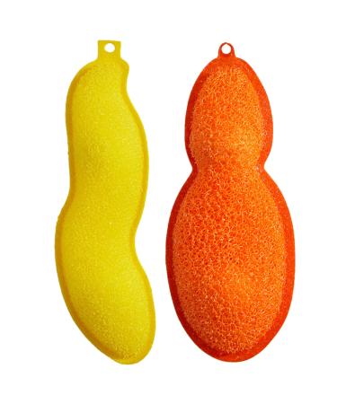 3/6 Beans Shaped Bottle Cleaning Sponge - Water Bottle Cleaning Sponge Cute Heat Resistance Bean Bottles Cleaner Bean Reuseable Bottle Cleaning Beans for Internal Cleaning of Small Mouth Bottles 6pcs - Yellow & Orange1