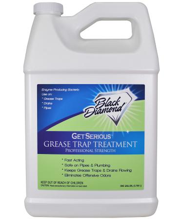 Black Diamond Stoneworks GET SERIOUS Grease Trap Treatment Commercial Enzyme Drain Opener, Cleaner, Odor Control, Trap Cleaning and Maintenance. 1-Gallon