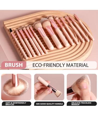 14-Piece Travel Makeup Brush Set with LED Mirror - Professional Mini Makeup Brushes & Eye Shadow Storage Box (Rose Gold) | International Shipping Available - Buy Online on GoSupps.com