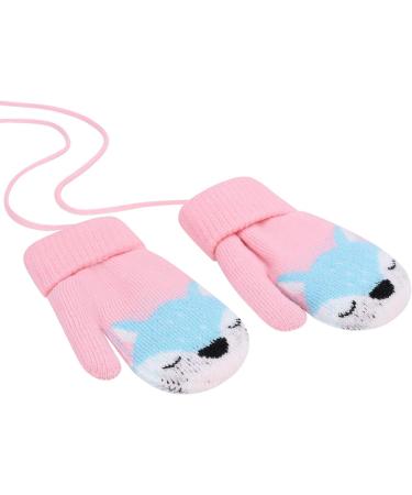 Kids Toddlers Thermal Gloves Mittens | Winter Warm Knitted Fleece Lined Gloves for Boys Girls 0-4 Pink - Buy Online on GoSupps.com
