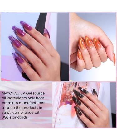 MAYCHAO 9D Cat Eye Gel Nail Polish Set with Magnet Stick 6 Colors Nail Polish Gel Set Suitable for Nail Salon DIY at Home Spring Gel Polish Kit with Gift Box - Buy Online on GoSupps.com