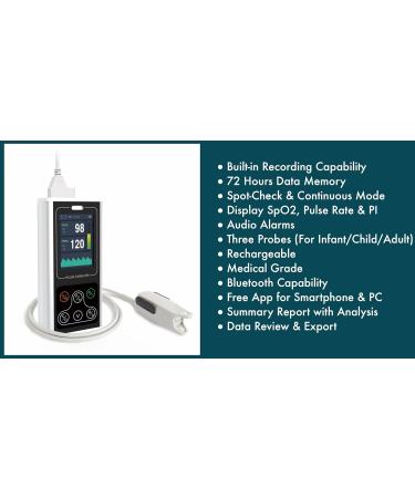 Buy EMAY Handheld Pulse Oximeter - Continuous SpO2 Monitoring for Adults Children & Infants | Smartphone & Computer Compatible - Buy Online on GoSupps.com