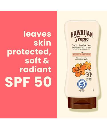Hawaiian Tropic 180ml SPF 50 Satin Protection Sun Lotion | Broad Spectrum UVA/UVB Protection - Buy Online on GoSupps.com