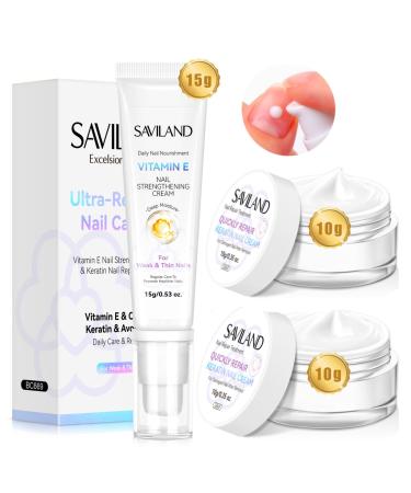 SAVILAND Nail Strengthening Cream Cuticle Cream with Vitamin E: Ultra-Repair Nail Strengthener Growth Stops Splits Chips Cuticle Cream for Dry Damaged Cuticles Deep Nourishing Daily Nail Care Home