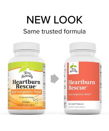 Terry Naturally Heartburn Rescue Softgels - Soothe Occasional Heartburn & Indigestion - Non-GMO Gluten Free - 30 Servings - Buy Online on GoSupps.com