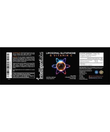 Intelligent Labs Liposomal Glutathione + Vitamin C Advanced Liquid Antioxidant Formula 500 mg Reduced L-Glutathione + 1000 mg Vitamin C per Serving 30 Servings Soy Free - Buy Online on GoSupps.com