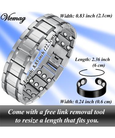 Vicmag 3x Magnetic Hardship Men - Lymphatic Drainage Titanium Steel for Arthritis | Adjustable Magnet Health with Free Tools & Gift Box (Silver) - Buy Online on GoSupps.com