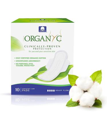 Organyc Night Pads with Wings - 100% Certified Organic Cotton | 4 Pack of 10 | Eco-Friendly Hygiene Solution - Buy Online on GoSupps.com