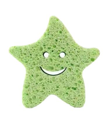 Kids Bath Sponge - Soft Wood Pulp Sponge Body Wash Scrubber Cute Dead Skin Remover Body Scrubber Bath Rub Shower Brush for Children Kids Baby Toddler Green