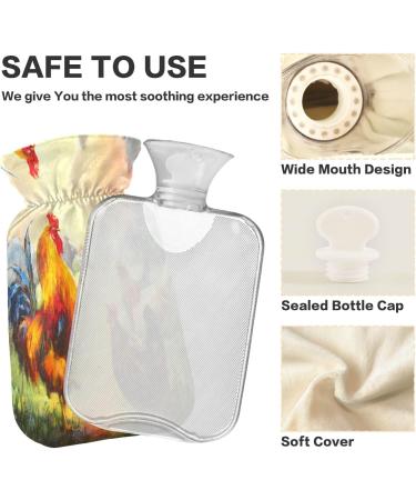 Hot Water Bottle with Cover - 1L Small Pain Relief for Bed Hands & Feet - BPA-Free - Buy Online on GoSupps.com