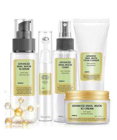 Collagen Skincare Set For Teen Girl Anti Wrinkle & Repair Face Skin Care Gift Set With Face Wash Toner Serum Face Cream Eye Cream 5PCS Peptides Facial Kit Travel Size For Women.