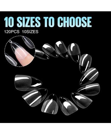 Tomicca 120 PCS Almond Gel Nail Tips with Glue Set Professional Quality Soft Gel Full Cover | Perfect for Nail Extensions | 10 Sizes - Buy Online on GoSupps.com