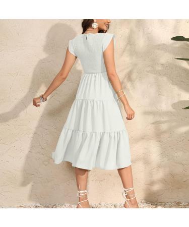 Robe de maternit pour femme enceinte - Manches fronc es - Robe midi l gante - Jupe d grad e - Robe de loisirs - Robe de grossesse respirante - Vintage - Robe d' t festive XL Blanc. - Buy Online on GoSupps.com