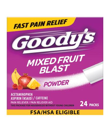 Goody's Pain Relief Powders Extra Strength Headache Powder Mixed Fruit Blast 24 ct (Pack of 1) 24 Count (Pack of 1) Mixed Fruit Powders