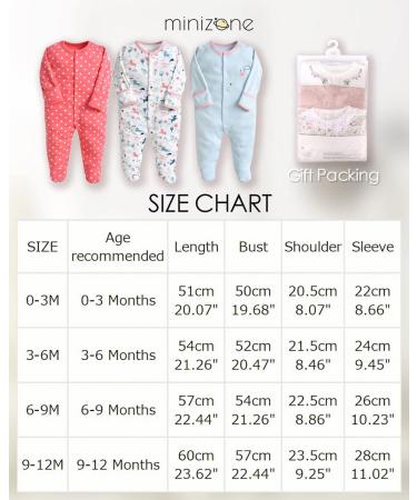 Cotton Baby Girl Rompers 3PCS Set | Long Sleeve Jumpsuits with Footies | Infant Sleepsuits 0-3 Months - Buy Online on GoSupps.com