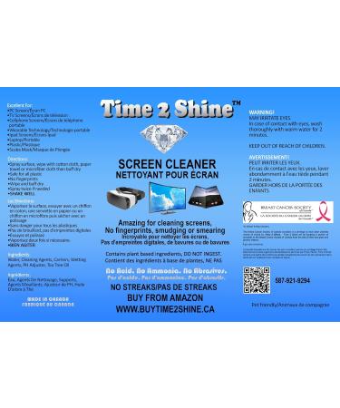 TIME2SHINE SCREEN CLEANER | Amazing For Electronic Screens | Extra Strength | 8oz Bottle | Shines Surfaces & More (Use Microfibre Cloth) - Buy Online on GoSupps.com