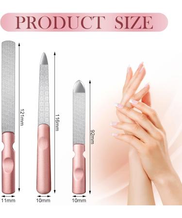 3-Piece Stainless Steel Nail Files with Leather Case | Double-Sided Metal Nail Files with Anti-Slip Handle | Manicure Pedicure Tools for Fingernail Toenail | Rose Gold - Buy Online on GoSupps.com