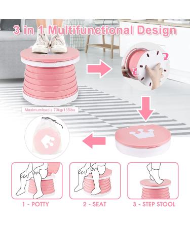 Foldable Portable Potty Seat for Kids - Small Pink Travel Potty Training Toilet for Toddlers - Indoor & Outdoor Foldable Toilet Seat for Car - Children's Portable Toilet - Buy Online on GoSupps.com