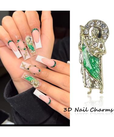 20Pcs San Judas Nail Charms - 3D Nail Diamonds Art Decorations for Acrylic Nails | Rhinestones Gold Charms for Women and Girls - Buy Online on GoSupps.com