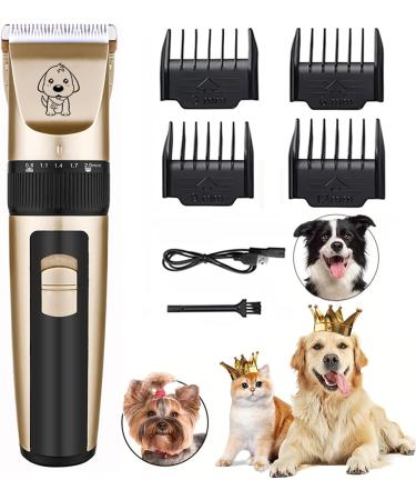 Roziapro Professional Dog Clippers Cordless Pet Hair Clippers Quiet Hair Trimmer Rechargeable Cat Grooming Kit (Gold) - Buy Online on GoSupps.com
