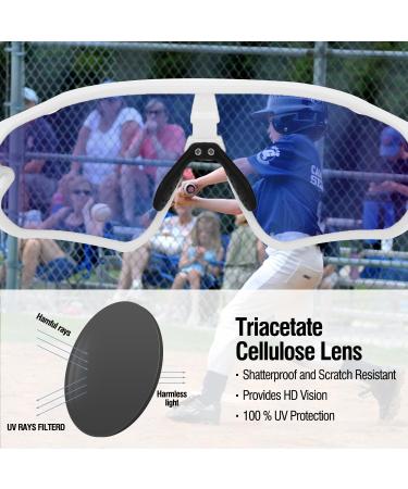 Duco Kids Baseball Sunglasses | Youth UV400 Sports Cycling Glasses | Lightweight TR90 Frame for Girls - DK268 White Blue - Buy Online on GoSupps.com